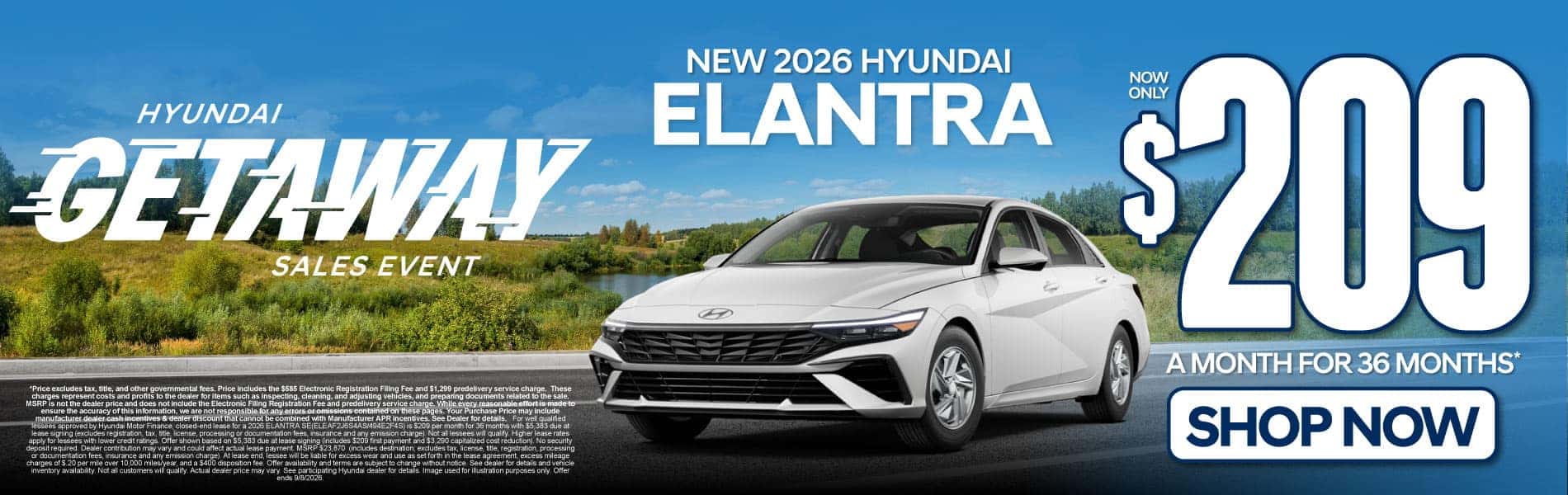 New 2026 Hyundai Elantra $209 a month for 36 months*