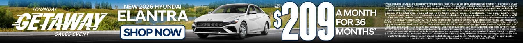 New 2026 Hyundai Elantra $209 a month for 36 months*