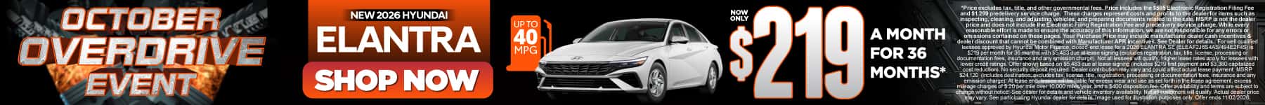 New 2026 Hyundai Elantra $219 a month for 36 months*