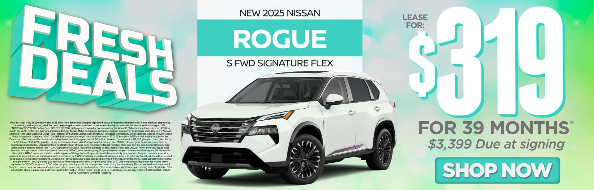 New 2025 Nissan Rogue S FWD Signature FLEX "Lease $319 Per Month For 39 Months* $3,399 Due at signing"