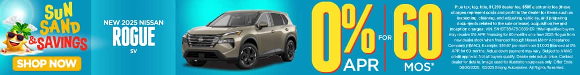 New 2025 Nissan Rogue SV 0% APR for 60 Months*