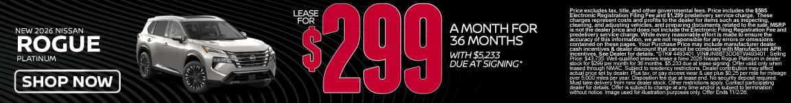 New 2026 Nissan Platinum Lease for $299 a month for 36 months | Shop Now