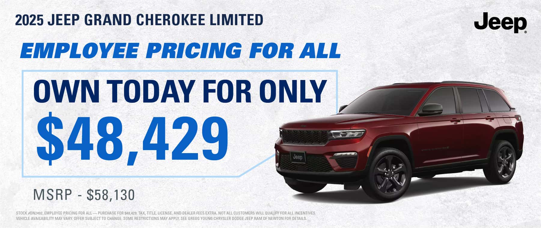2025 Jeep Grand Cherokee $48429 EMPLOYEE PRICING FOR ALL!