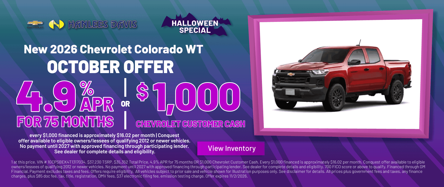 New 2026 Chevrolet Colorado WT Special