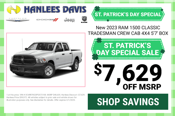 NEW 2023 RAM 1500 CLASSIC TRADESMAN CREW CAB 4X4 5'7' BOX