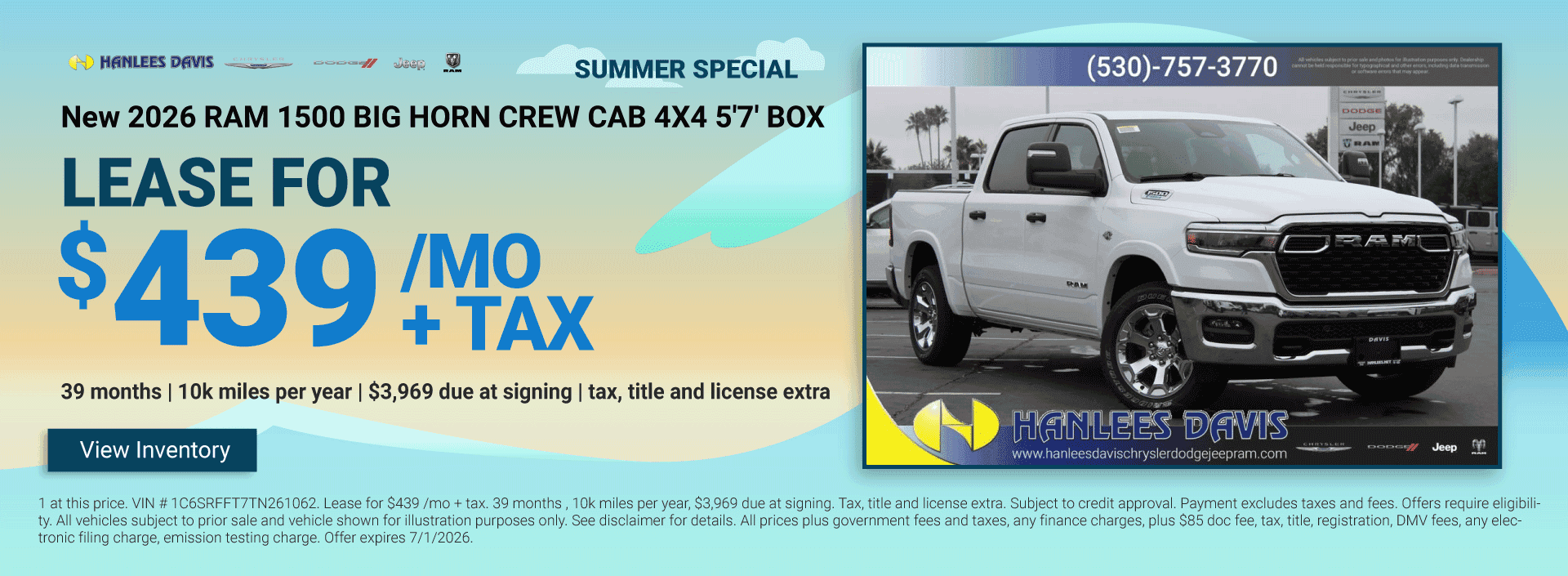 New 2026 RAM 1500 BIG HORN CREW CAB 4X4 5'7' BOX Special