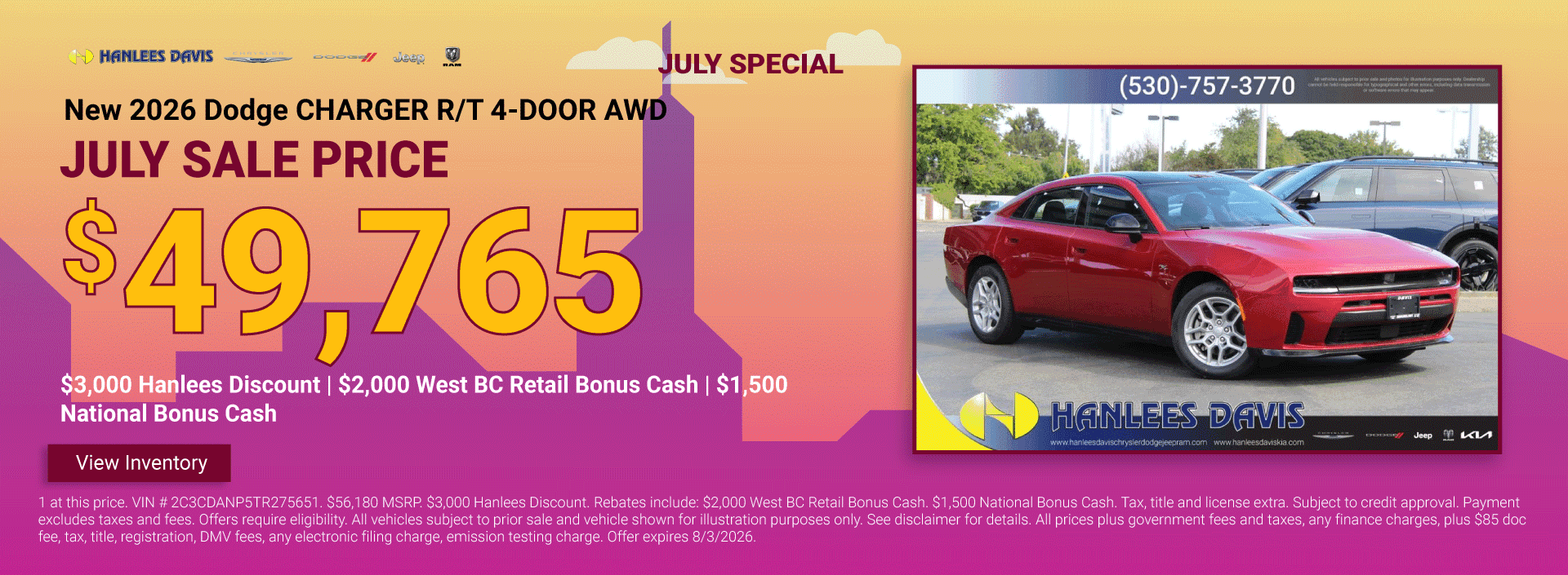 New 2026 Dodge CHARGER R/T 4-DOOR AWD Special