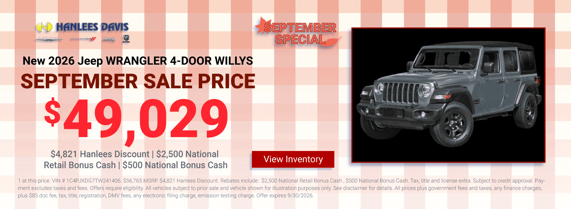 New 2026 Jeep WRANGLER 4-DOOR WILLYS Special