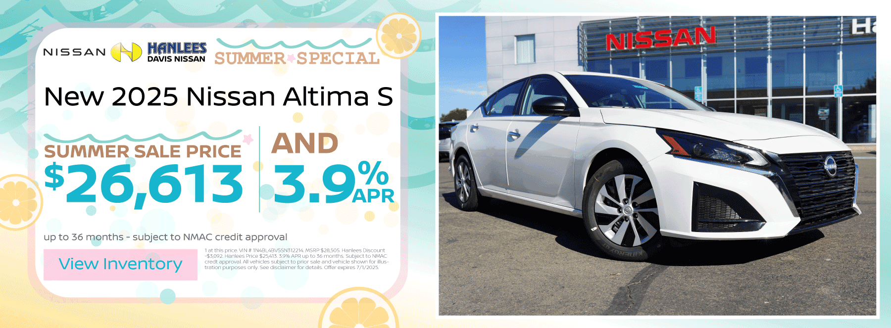 New 2025 Nissan Altima S Special