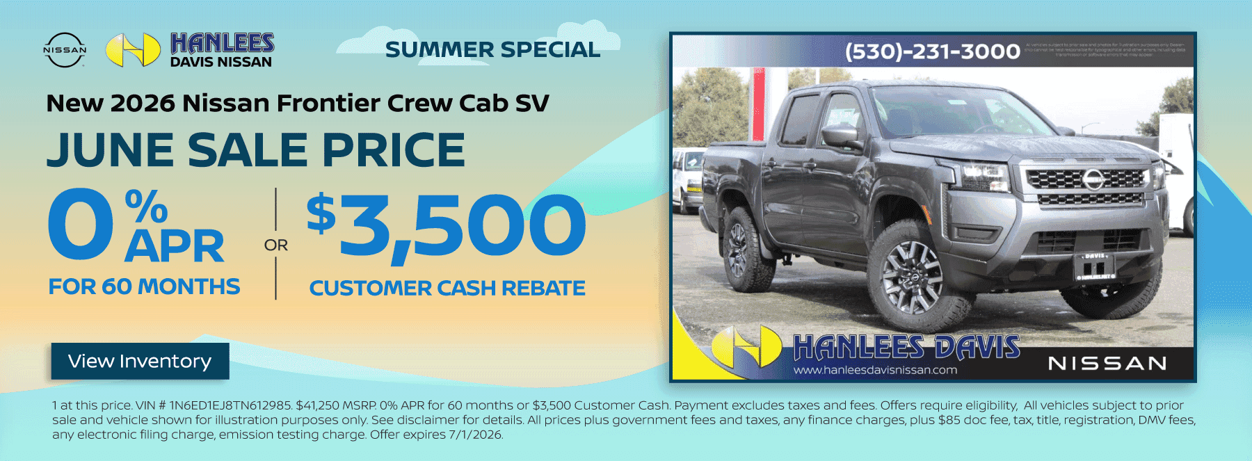 New 2026 Nissan Frontier Crew Cab SV Special