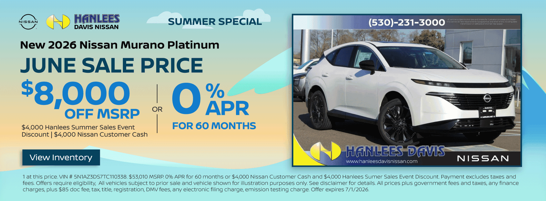 New 2026 Nissan Murano Platinum Special
