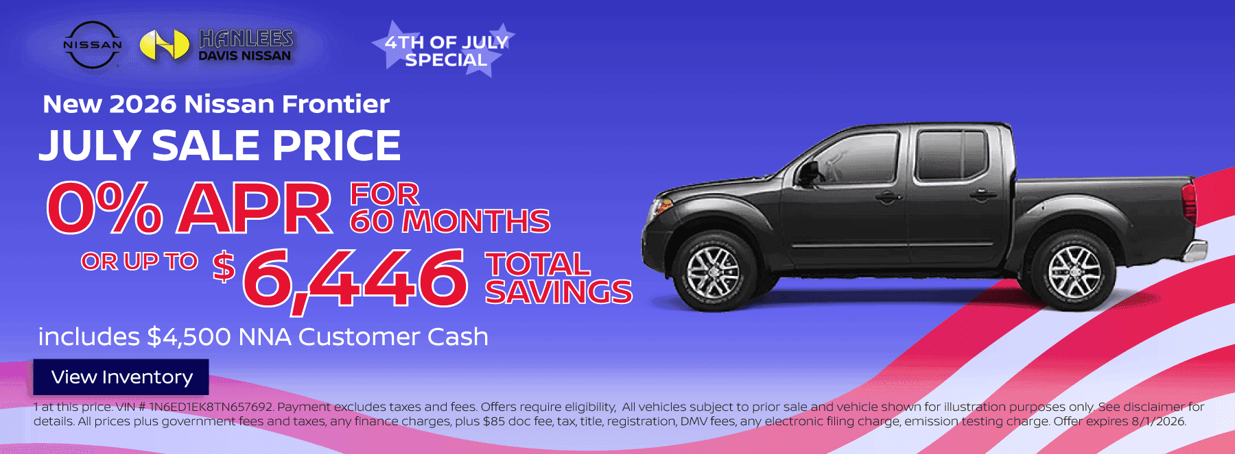 New 2026 Nissan Frontier Special