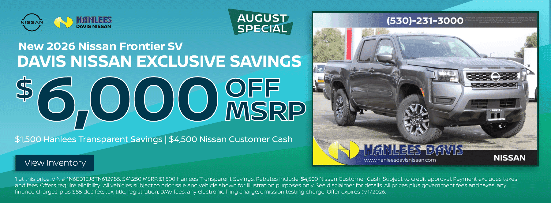 New 2026 Nissan Frontier SV Special