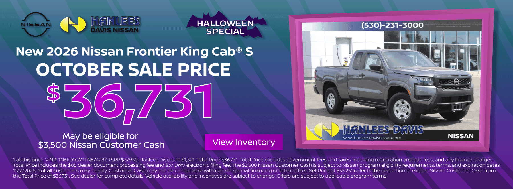 New 2026 Nissan Frontier King Cab® S Special