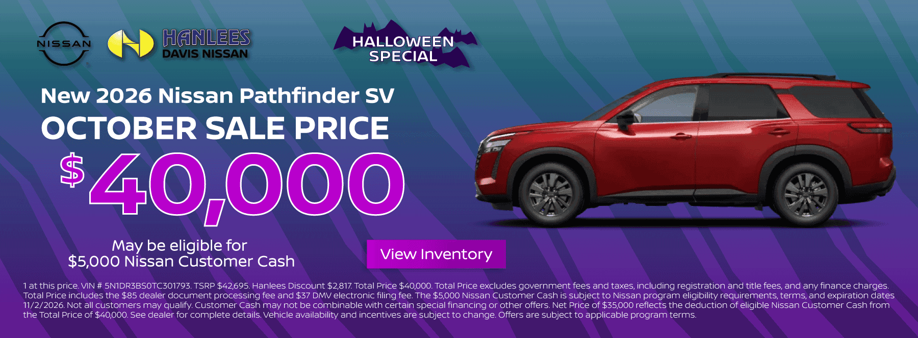 New 2026 Nissan Pathfinder SV Special