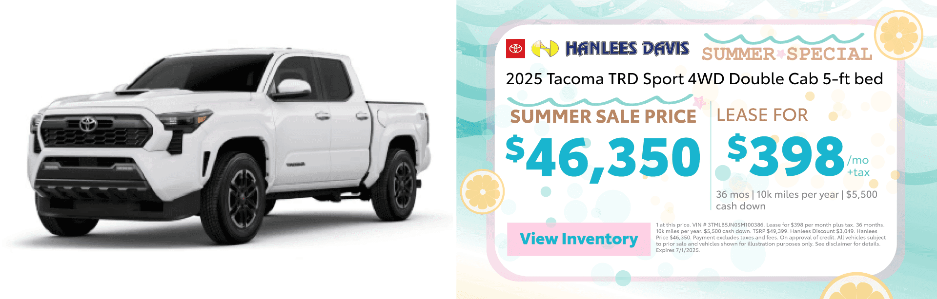 2025 Tacoma TRD Sport 4WD Double Cab 5-ft bed Special