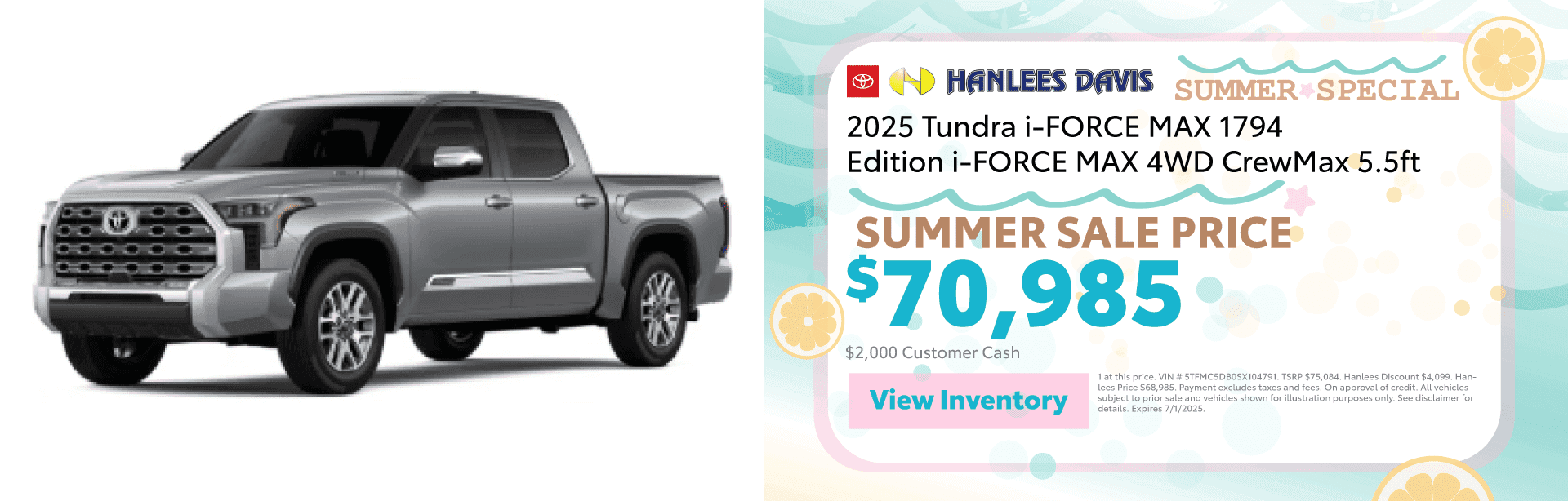2025 Tundra i-FORCE MAX 1794 Edition i-FORCE MAX 4WD CrewMax 5.5ft Special