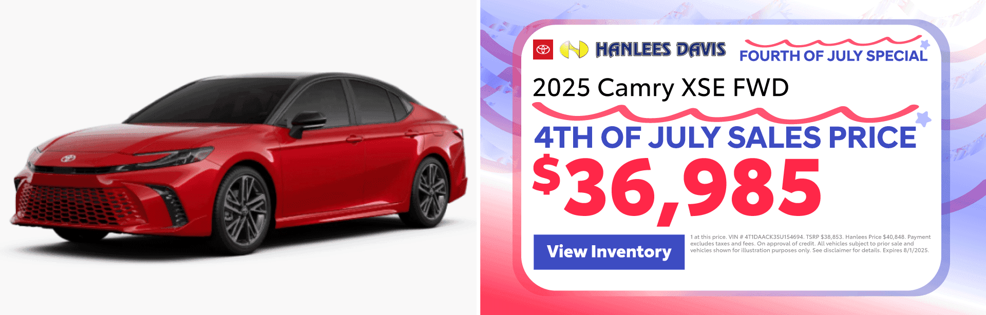 2025 Camry XSE FWD Special