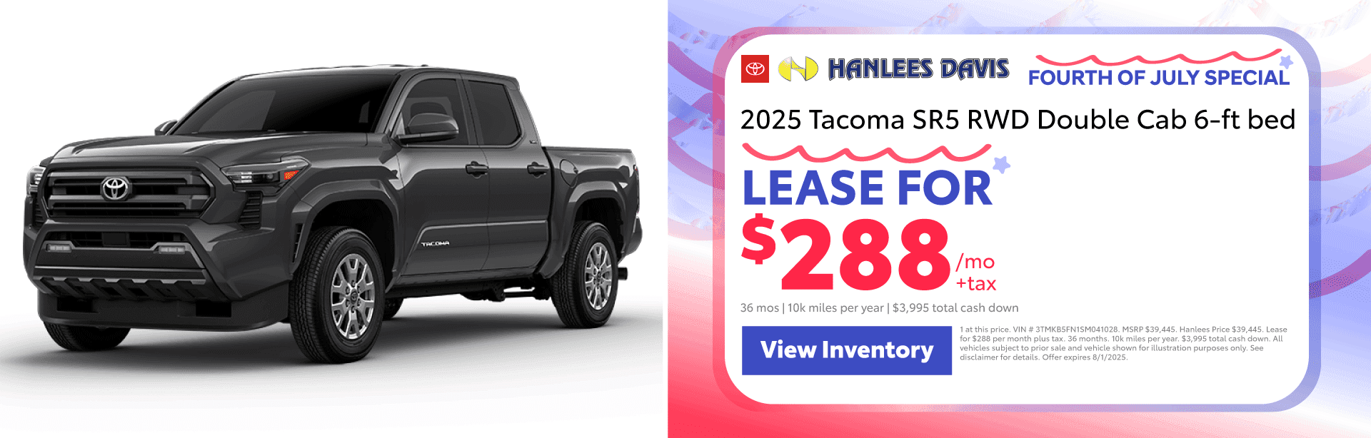 2025 Tacoma SR5 RWD Double Cab 6-ft bed Special