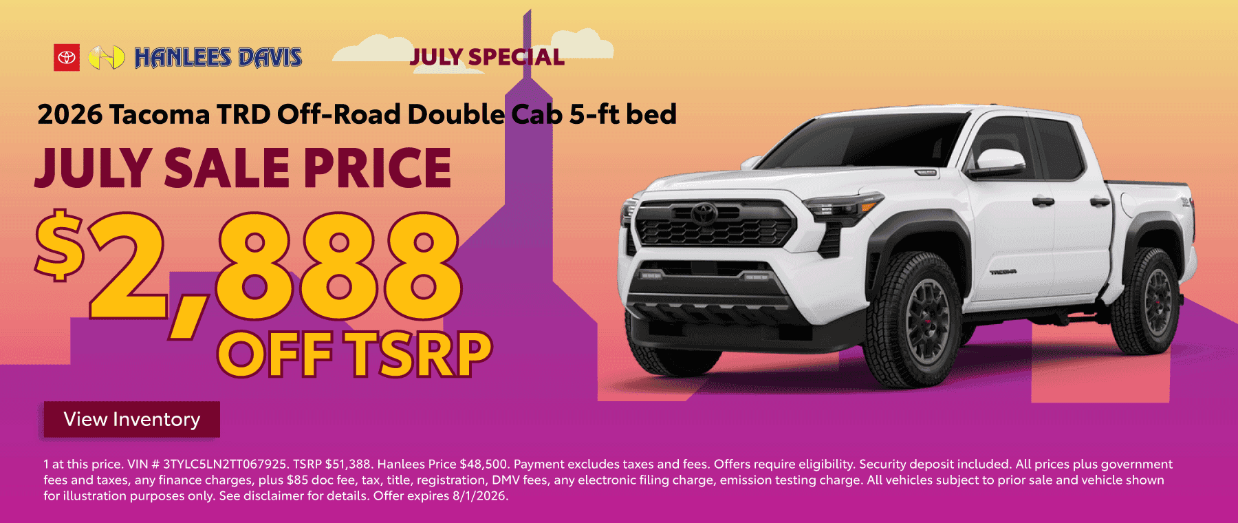 2026 Tacoma TRD Off-Road Double Cab 5-ft bed Special