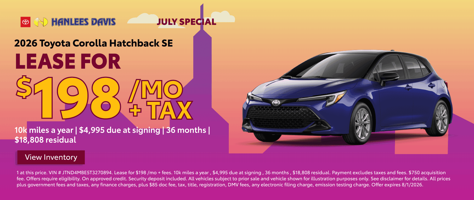 2026 Toyota Corolla Hatchback SE Special