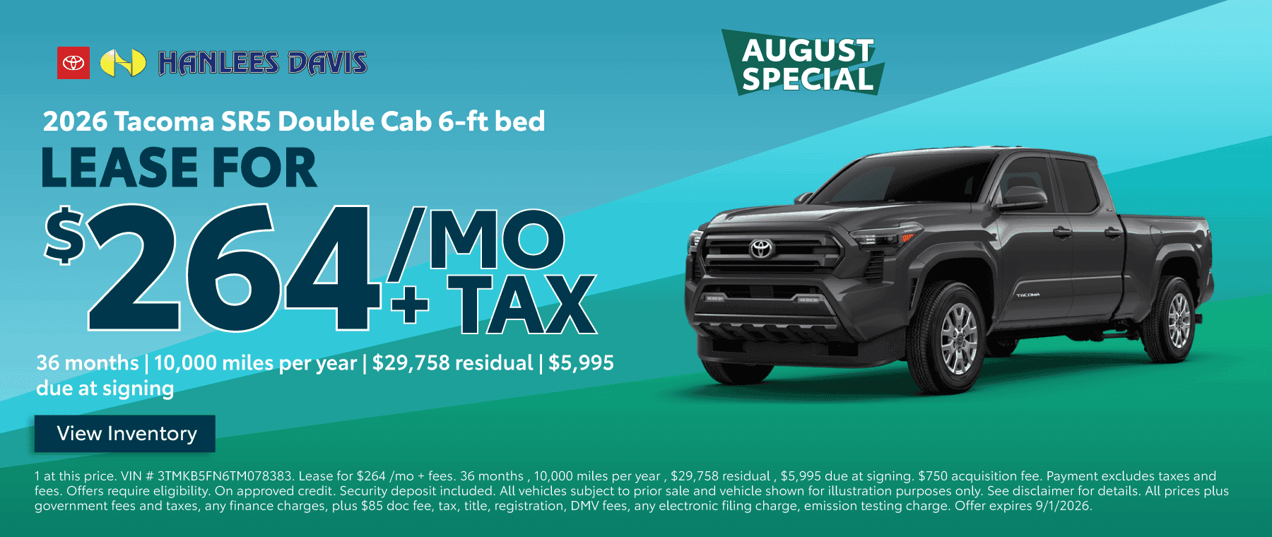2026 Tacoma SR5 Double Cab 6-ft bed Special