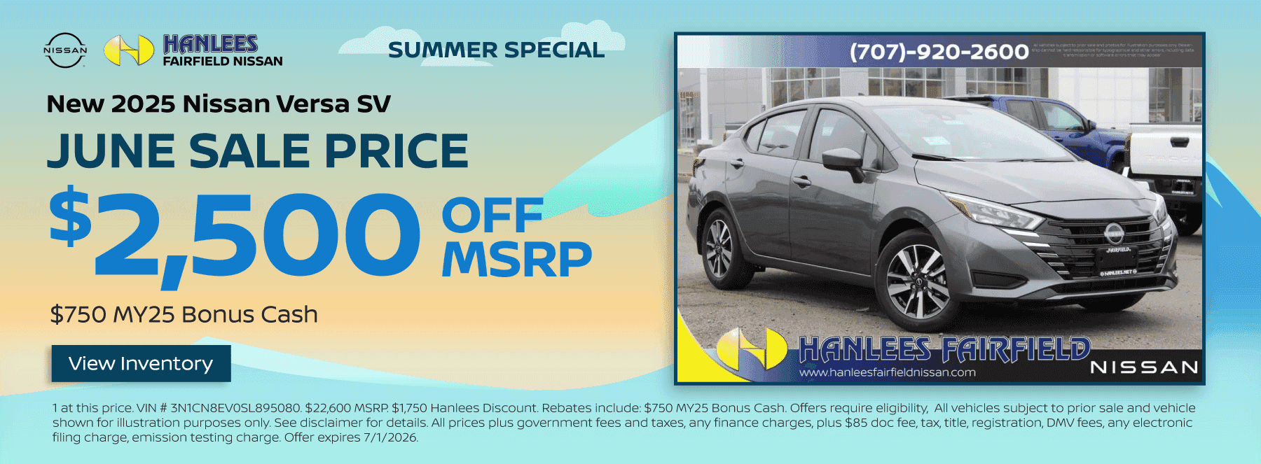 New 2025 Nissan Versa SV Special