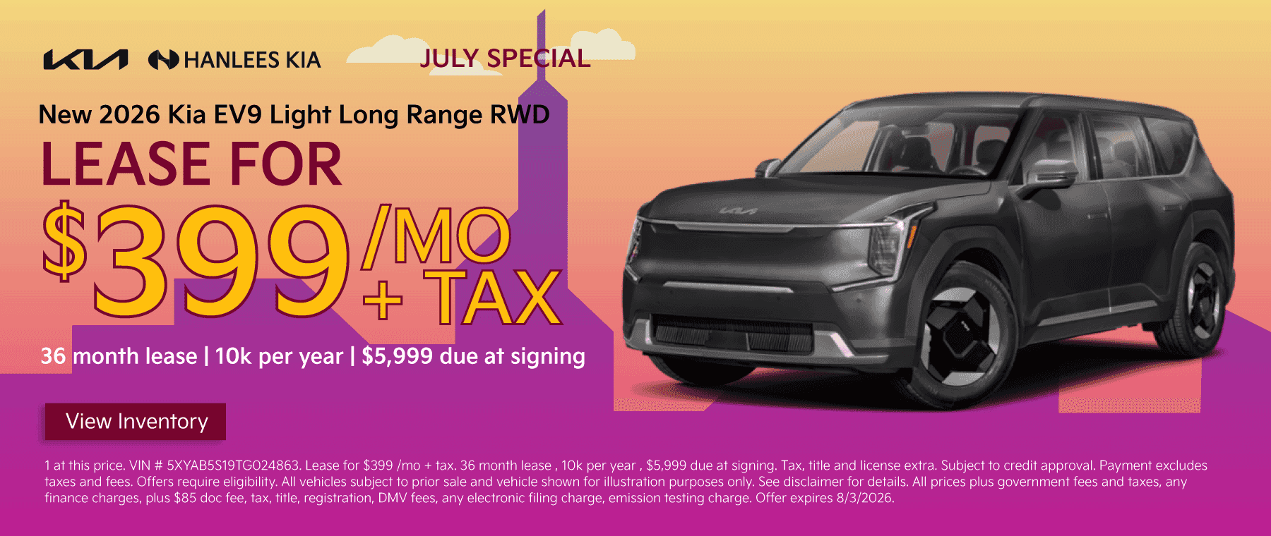 New 2026 Kia EV9 Light Long Range RWD Special