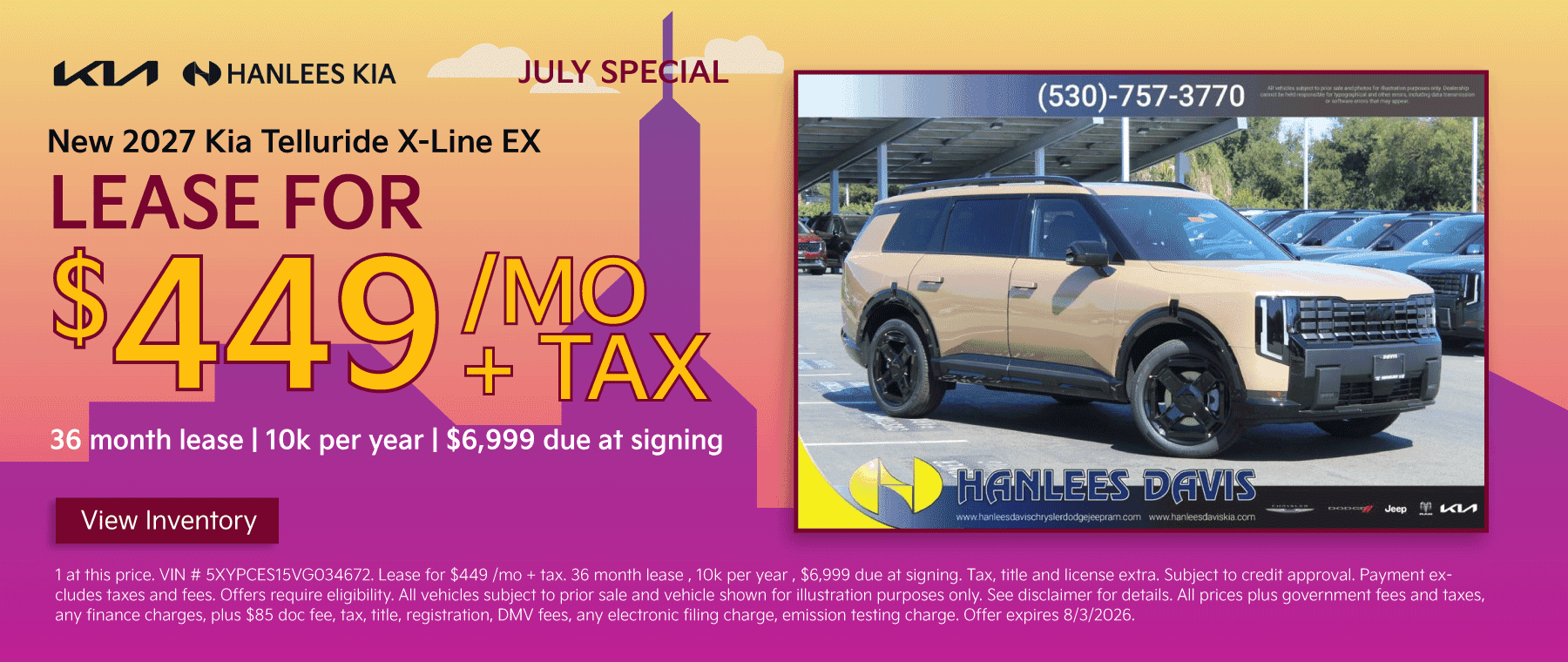 New 2027 Kia Telluride X-Line EX Special