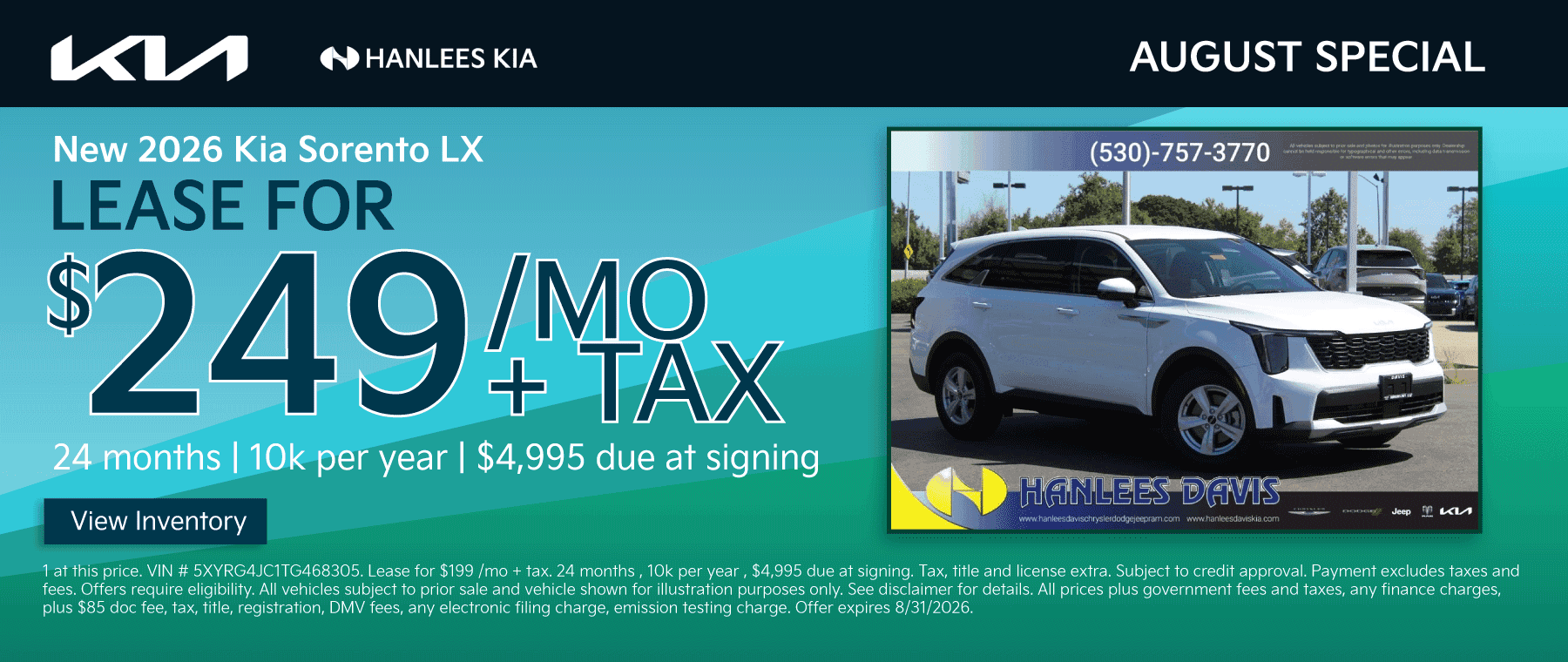 New 2026 Kia Sorento LX Special