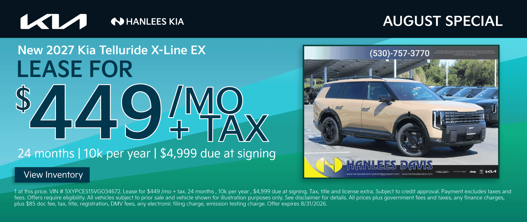 New 2027 Kia Telluride X-Line EX Special