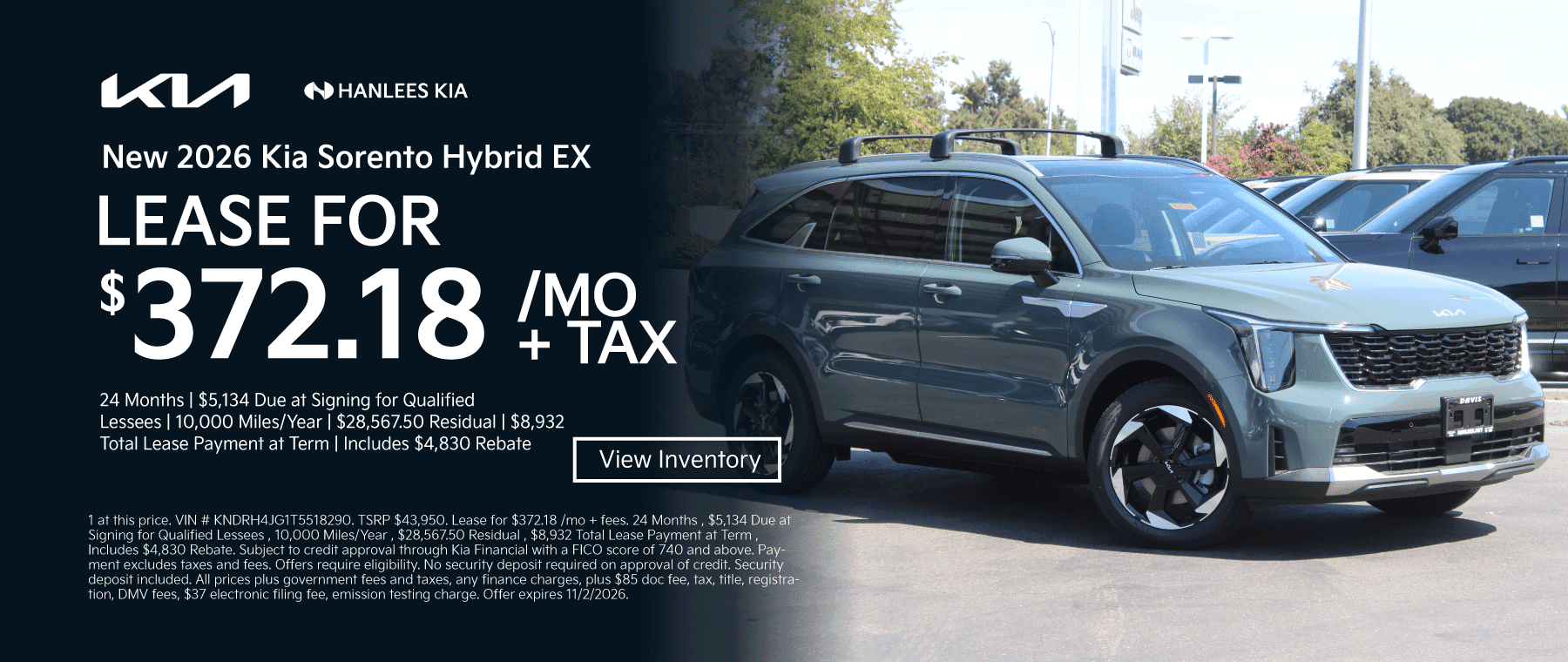 New 2026 Kia Sorento Hybrid EX Special