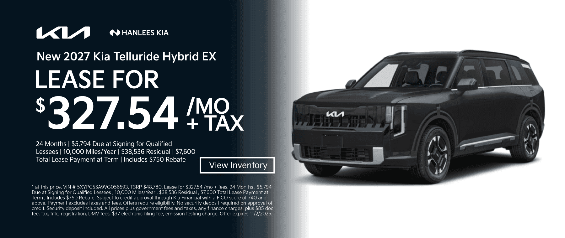 New 2027 Kia Telluride Hybrid EX Special