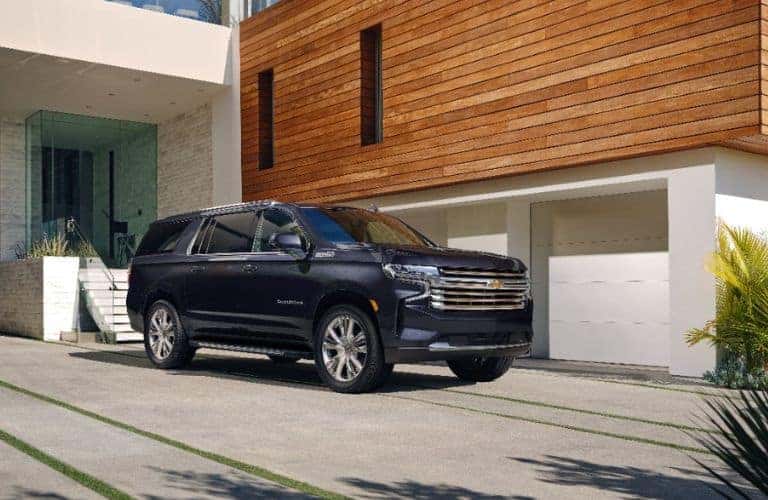 Black 2024 Chevy Suburban Front in a Driveway