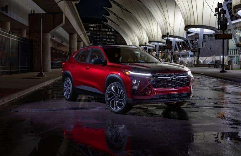 Red 2024 Chevy Trax Front in a Tunnel