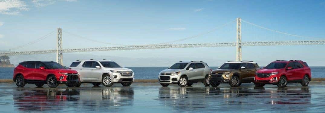 Lineup of Chevrolet SUVs and Crossovers on a Beach