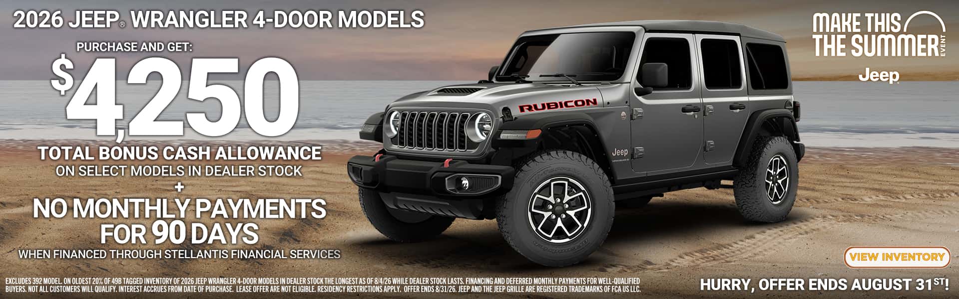 Make This The Summer Event - Jeep Wrangler $4250 Bonus Cash
