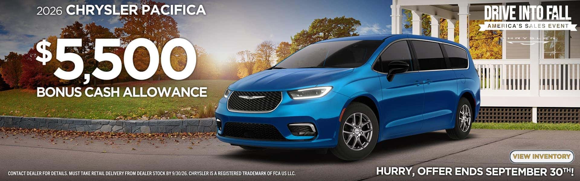 2026 Chrysler Pacifica - $5,500 bonus cash allowance - Drive Into Fall at Twin Lakes CDJR