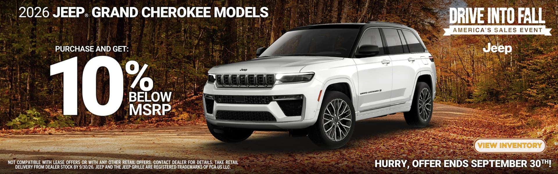 2026 Jeep Grand Cherokee models - 10% below MSRP - Drive Into Fall at Twin Lakes CDJR