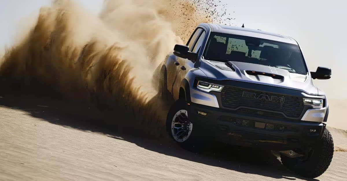 2025 Ram 1500 RHO drifting through the sand
