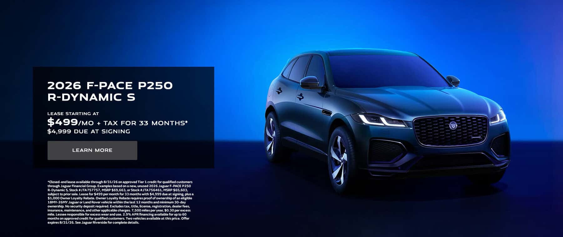2026 F-PACE P250 R-DYNAMIC S Lease Offer