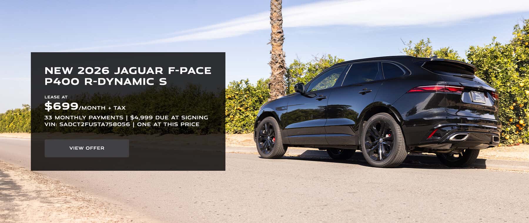 NEW 2026 JAGUAR F-PACE P400 R-DYNAMIC S Lease Banner