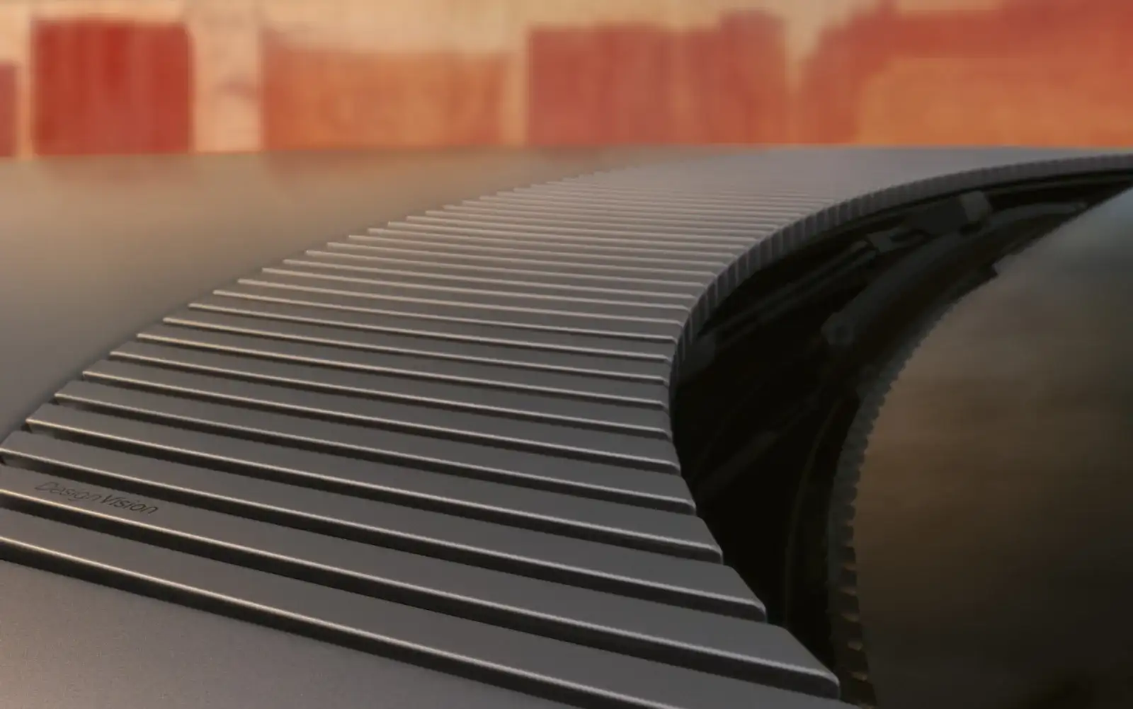 Detail of the curved louvered strikethrough design on the Jaguar Type 01