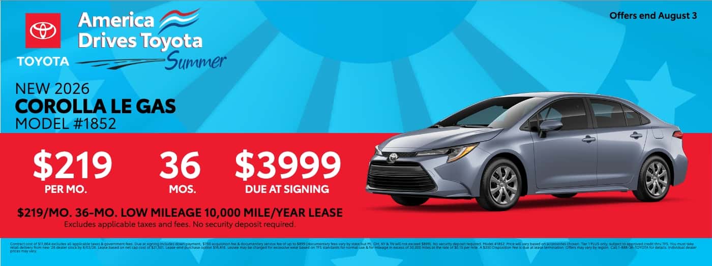 2026 Corolla July Lease Offer