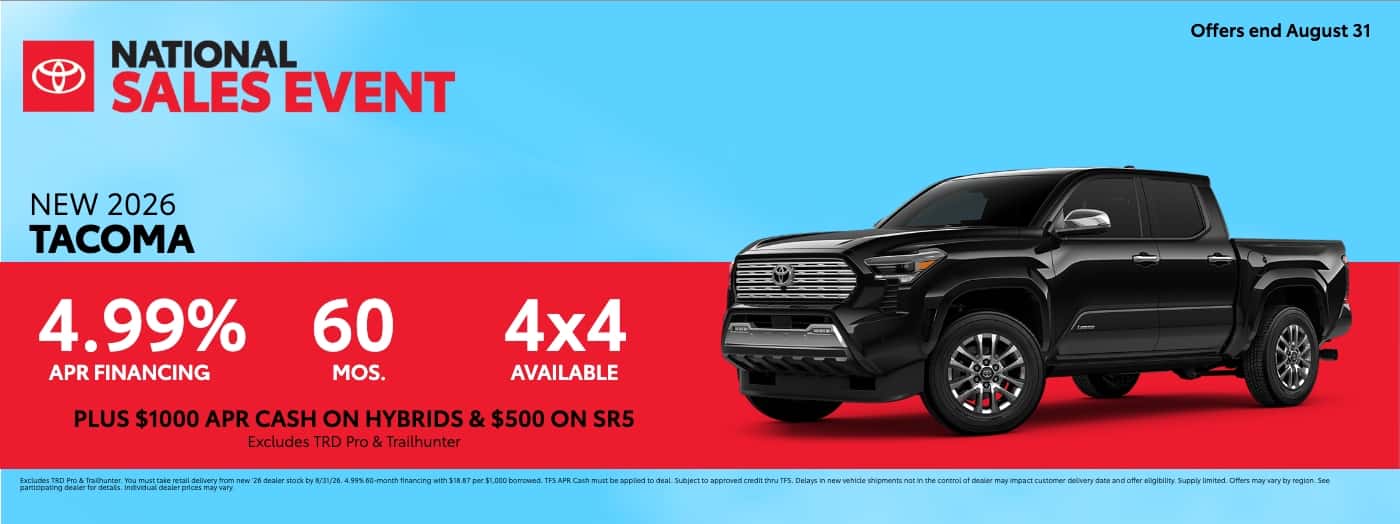 2026 Toyota Tacoma August APR Offer