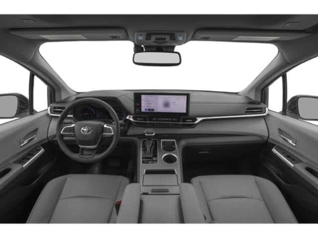 2026 Toyota Sienna interior dashboard with Toyota Audio Multimedia touchscreen and three-zone climate controls