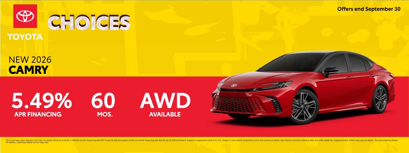 2026 Camry Offer for September at Joseph Airport Toyota