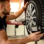 Tire changing at car service