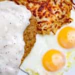 Country Fried Steak and Eggs with Hash brown potatoes