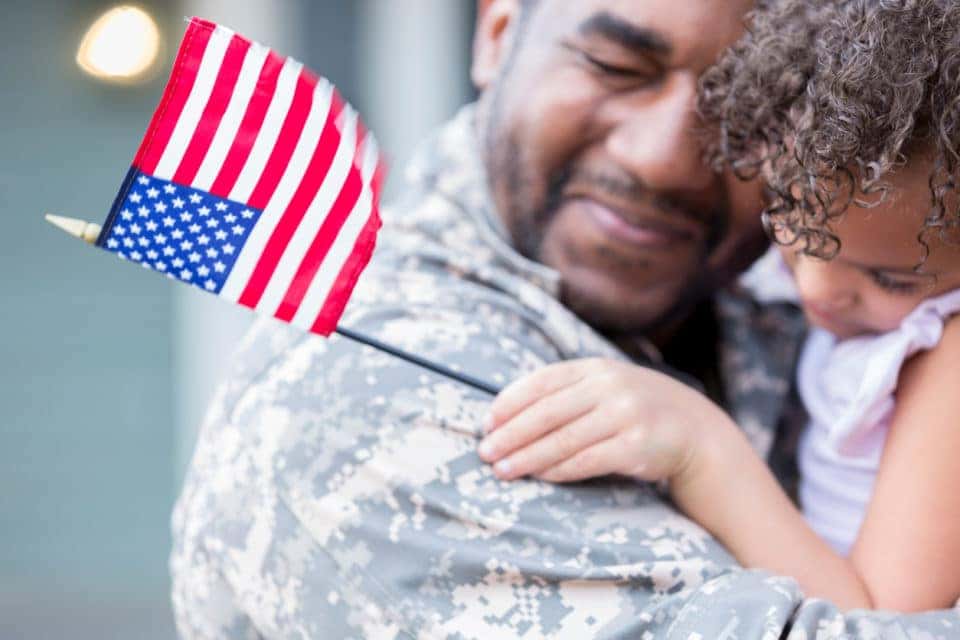 little girl and army father